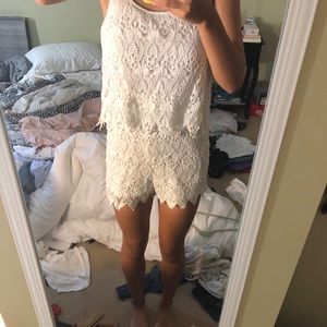 White lace romper with adjustable straps